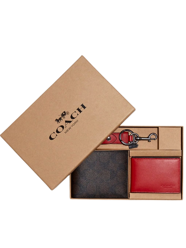 Coach-Boxed-3-In-1-Wallet-Gift-Set-In-Colorblock-Signature-Canvas-BrownRed