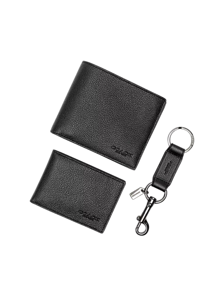 Coach-Boxed-3-In-1-Wallet-Gift-Set-Leather-Black