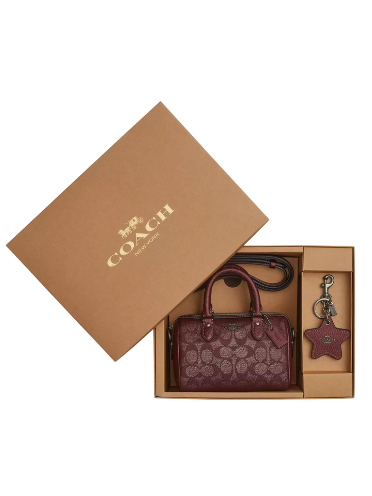 Coach-Boxed-Mini-Rowan-Crossbody-Bag-And-Mirror-Bag-Charm-Set-In-Signature-Canvas-Wine-Multi