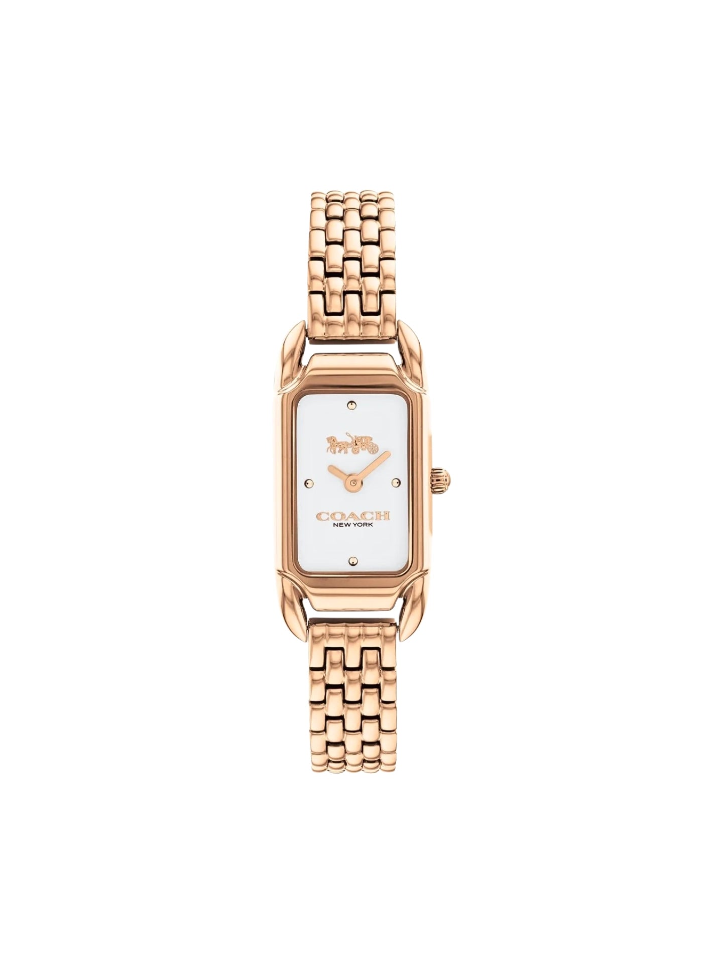 Coach-Cadie-Ladies-White-Dial-Rose-Gold-Stainless-Steel-Strap-Brown