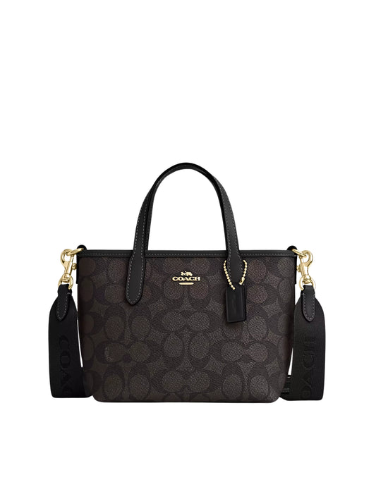 Coach-City-Mini-Tote-Bag-In-Signature-Canvas-Walnut-Black