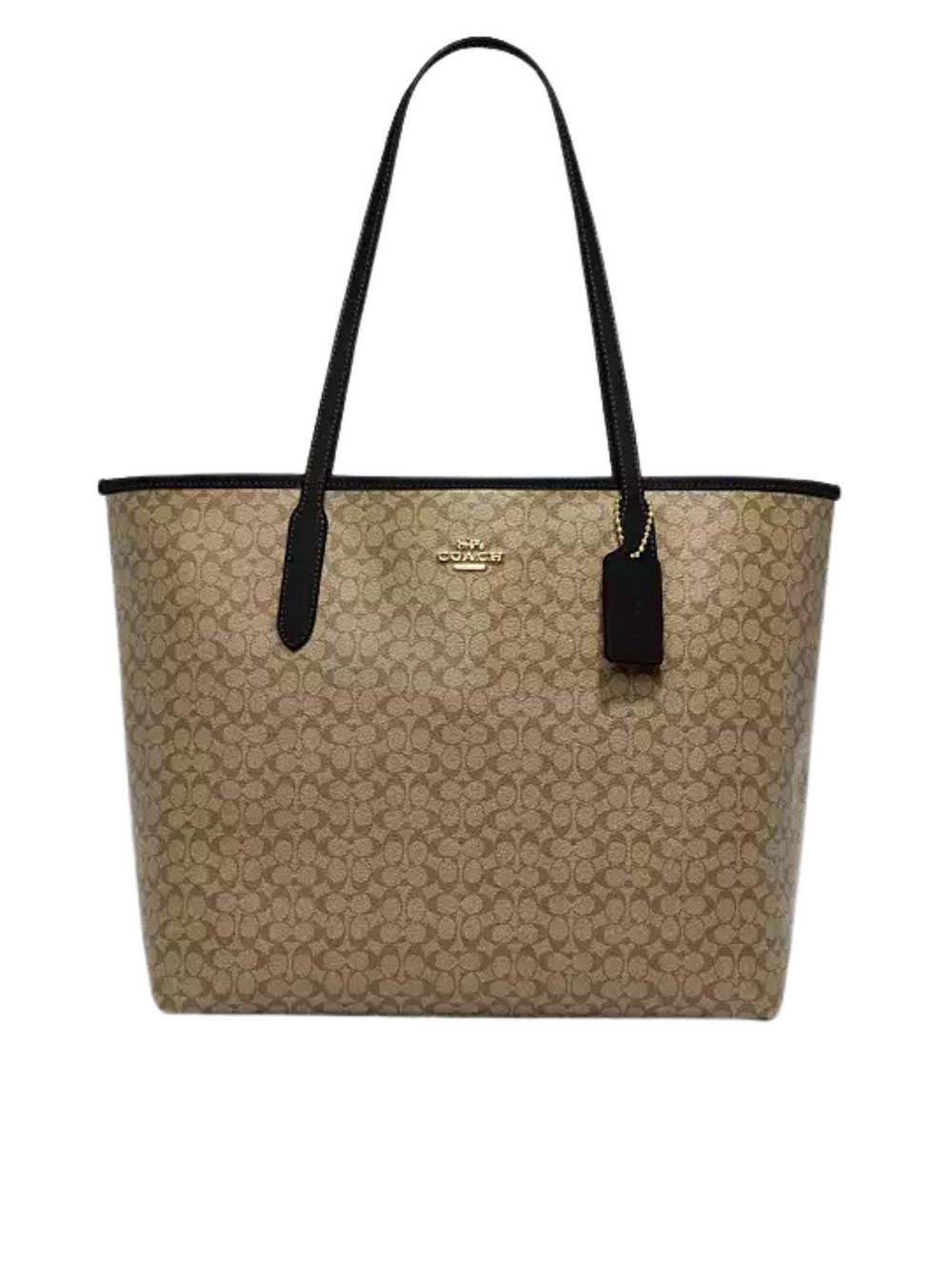 Coach-City-Tote-Bag-In-Micro-Signature-Canvas-KhakiBlack