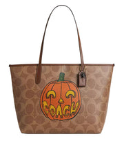 Coach-City-Tote-Bag-In-Signature-Canvas-With-Halloween-Print-Tan-Multi
