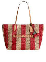 Coach-City-Tote-Bag-With-Stripes-And-Charm-Red-Tan