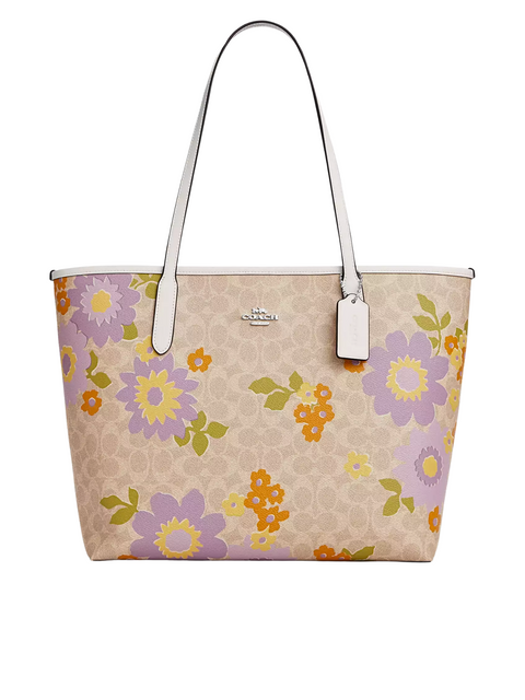 Coach City Tote Bag In Signature Canvas With Floral Print Sand
