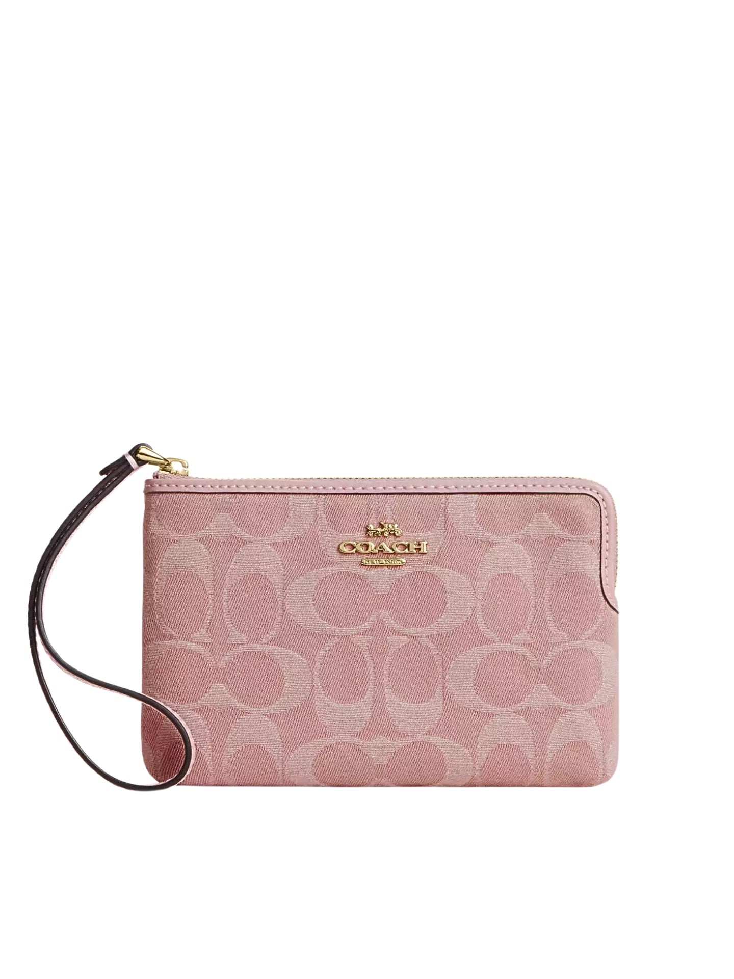 Coach-Corner-Zip-Wristlet-In-Signature-Denim-Light-Pink