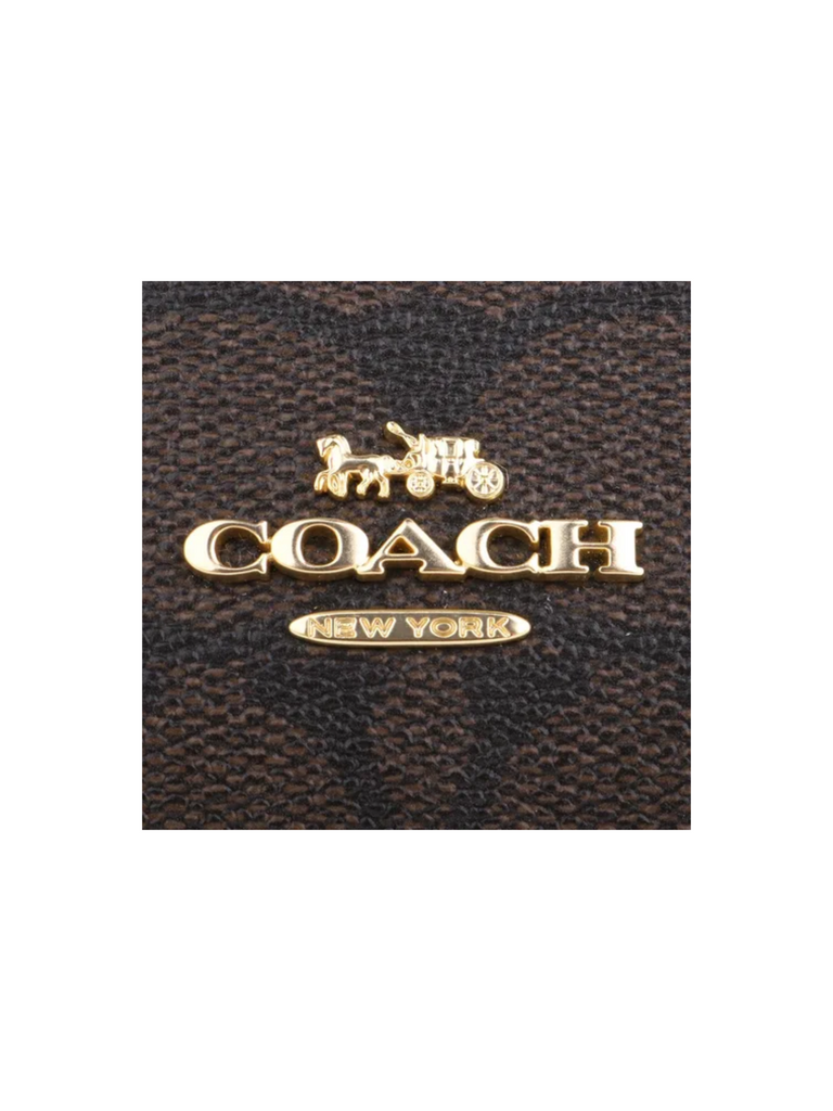 Coach-Double-Zip-Wallet-Blocked-Signature-Khaki-Brown-Multi