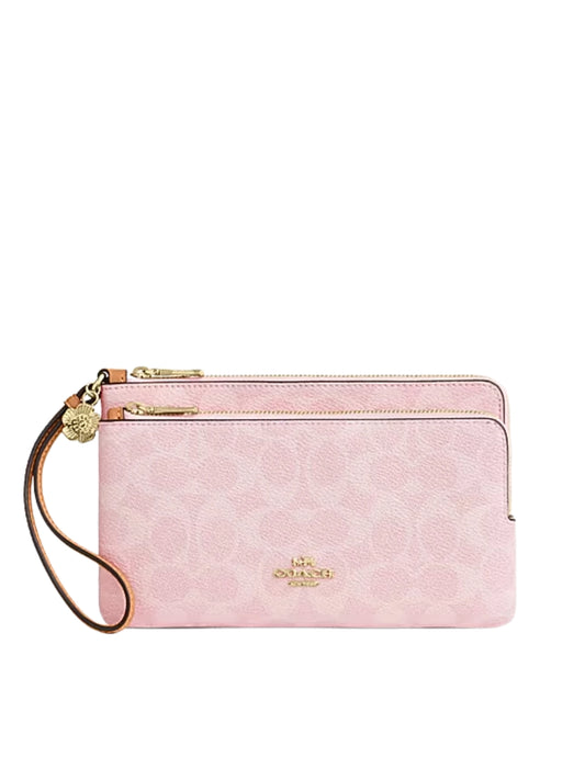 Coach-Double-Zip-Wallet-In-Signature-Canvas-With-Charms-Powder-Pink