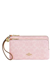 Coach-Double-Zip-Wallet-In-Signature-Canvas-With-Charms-Powder-Pink