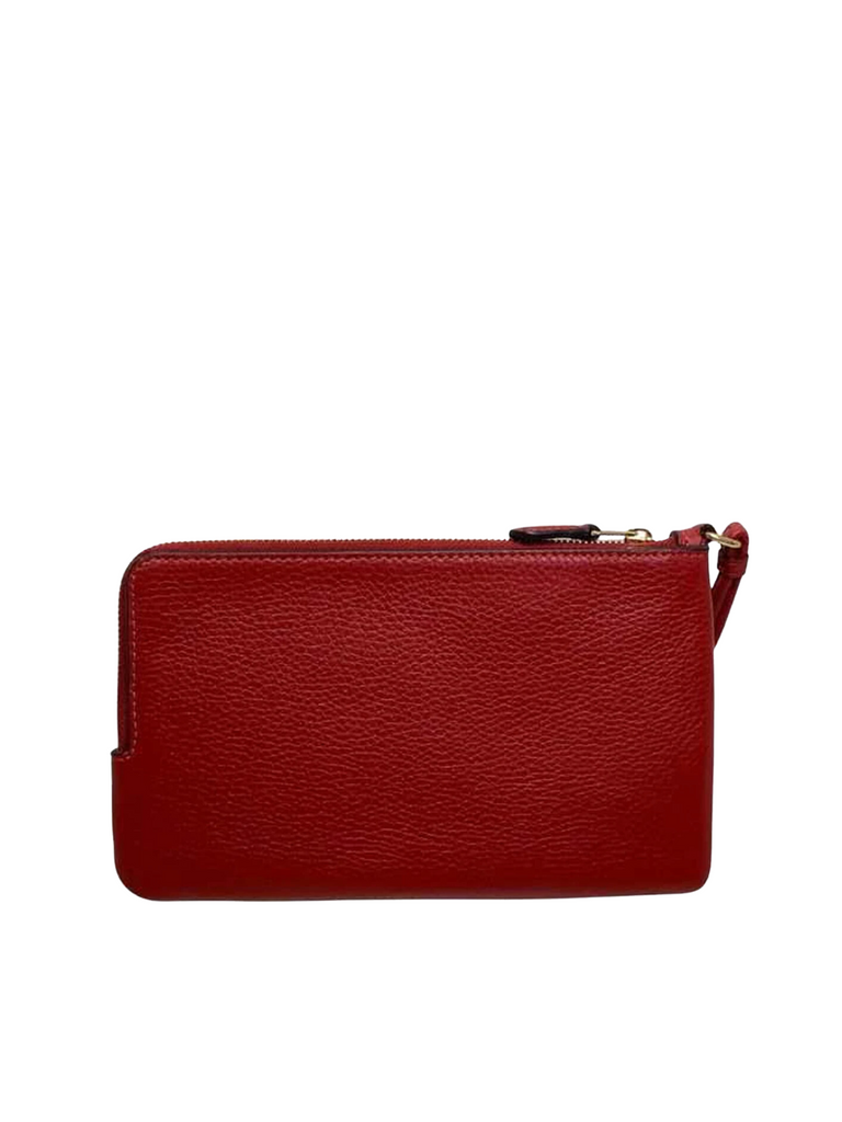 Coach Double Zip Wallet In Signature Canvas Brown Red