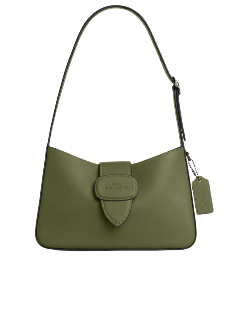 Coach-Eliza-Shoulder-Bag-Leather-Covered-Closure-Militay-Green