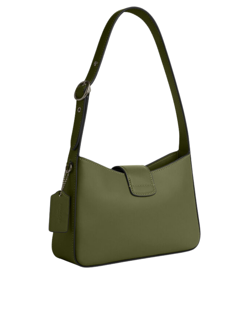 Coach-Eliza-Shoulder-Bag-Leather-Covered-Closure-Militay-Green