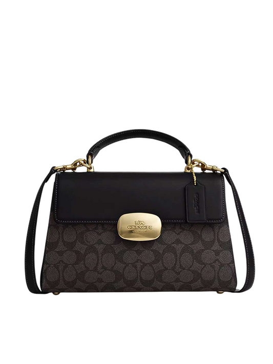 Coach-Eliza-Top-Handle-Bag-In-Signature-Canvas-Walnut-Black