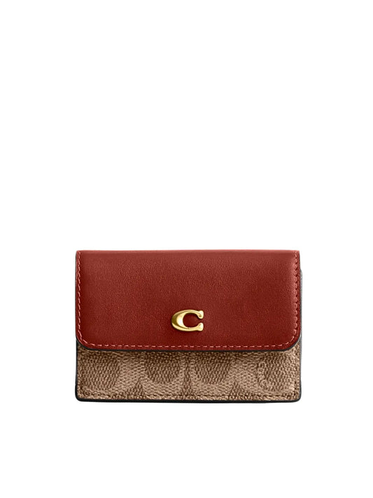 Coach-Essential-Mini-Trifold-Wallet-In-Signature-Canvas-Tan-Rust