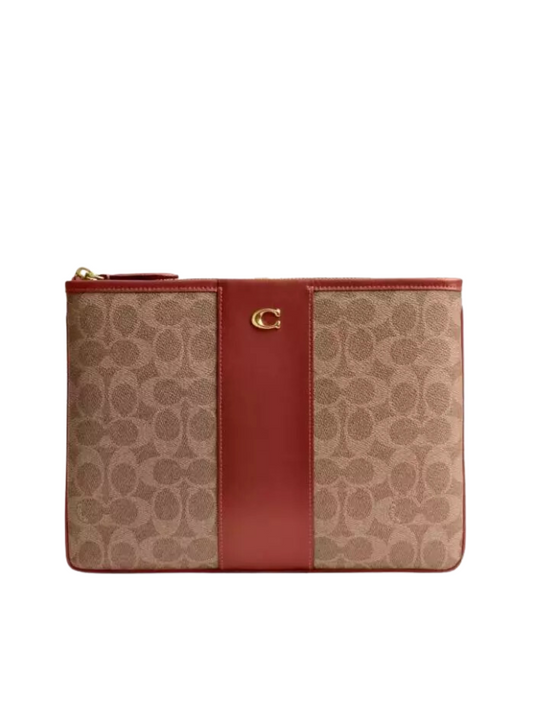 Coach-Essential-Pouch-28-In-Signature-Canvas-Tan-Rust