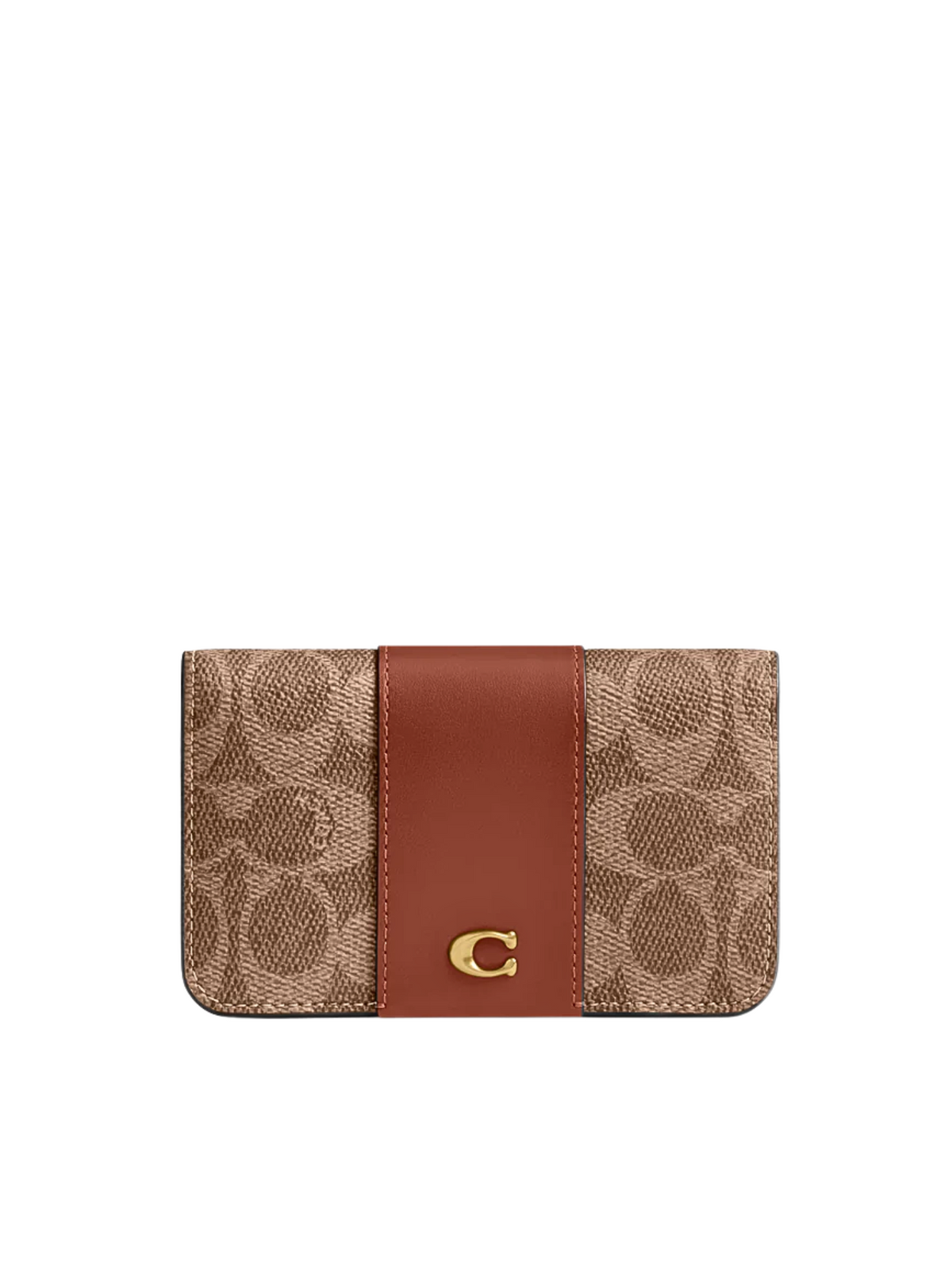 Coach Essential Slim Card Case In Signature Canvas Tan Caramel