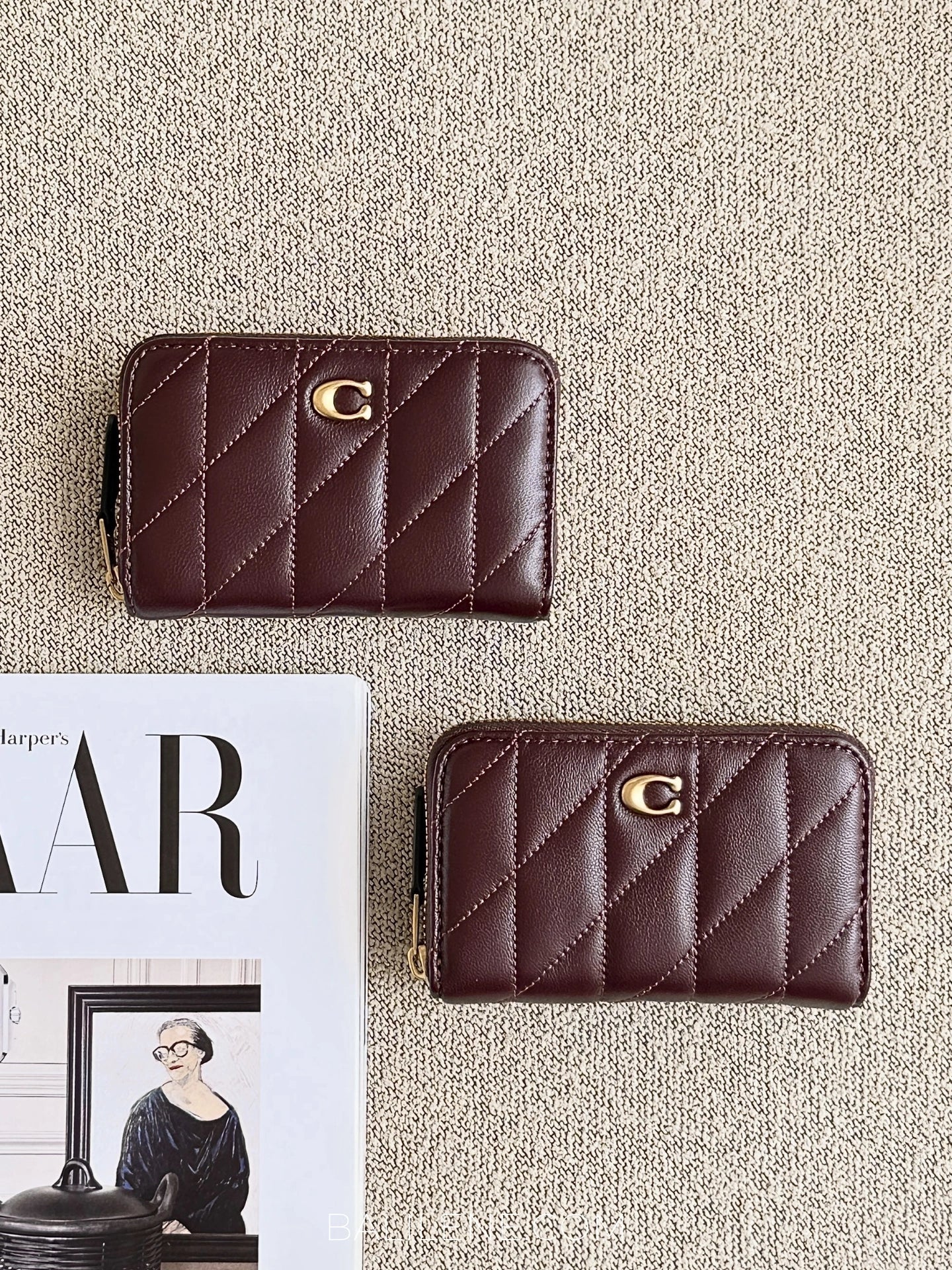 Coach-Essential-Small-Zip-Around-Card-Case-With-Pillow-Quilting-Black-Currant-balilene