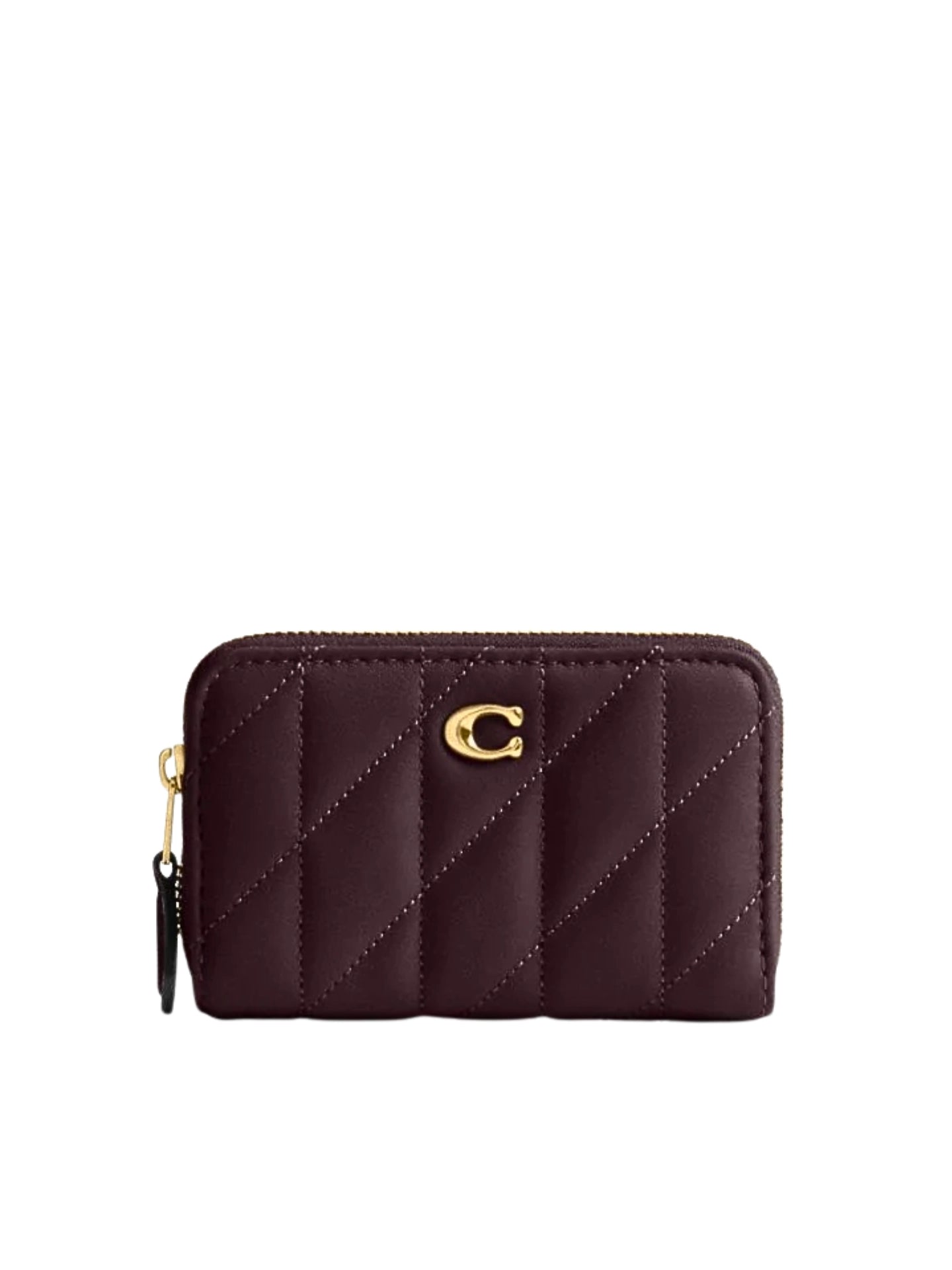 Coach-Essential-Small-Zip-Around-Card-Case-With-Pillow-Quilting-Black-Currant