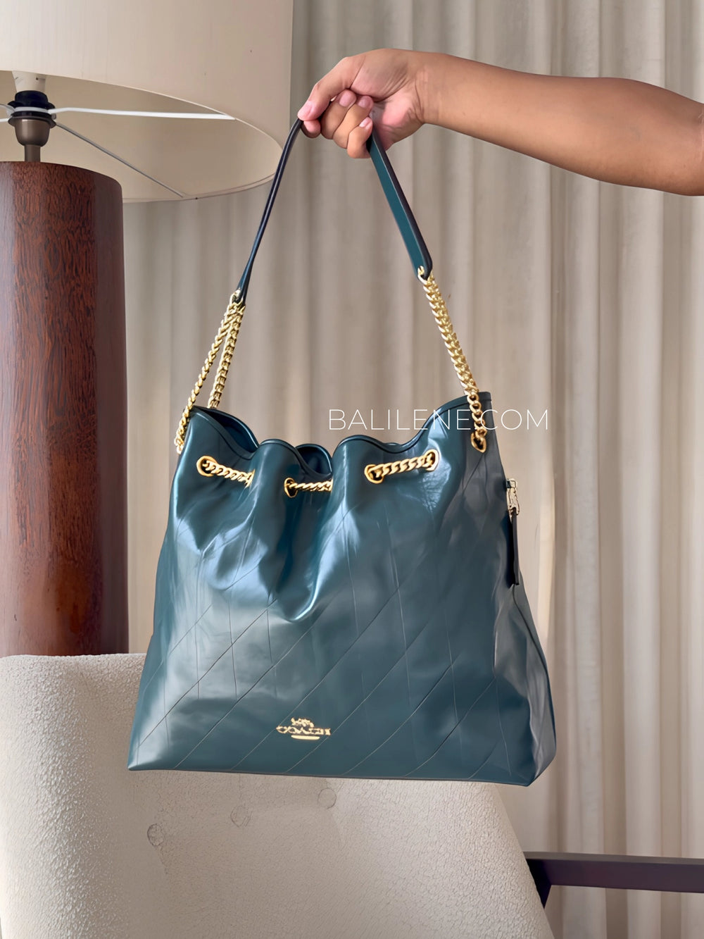 Coach-Evelyn-Large-Shoulder-Bag-With-Quilting-Dark-Teal-balilene