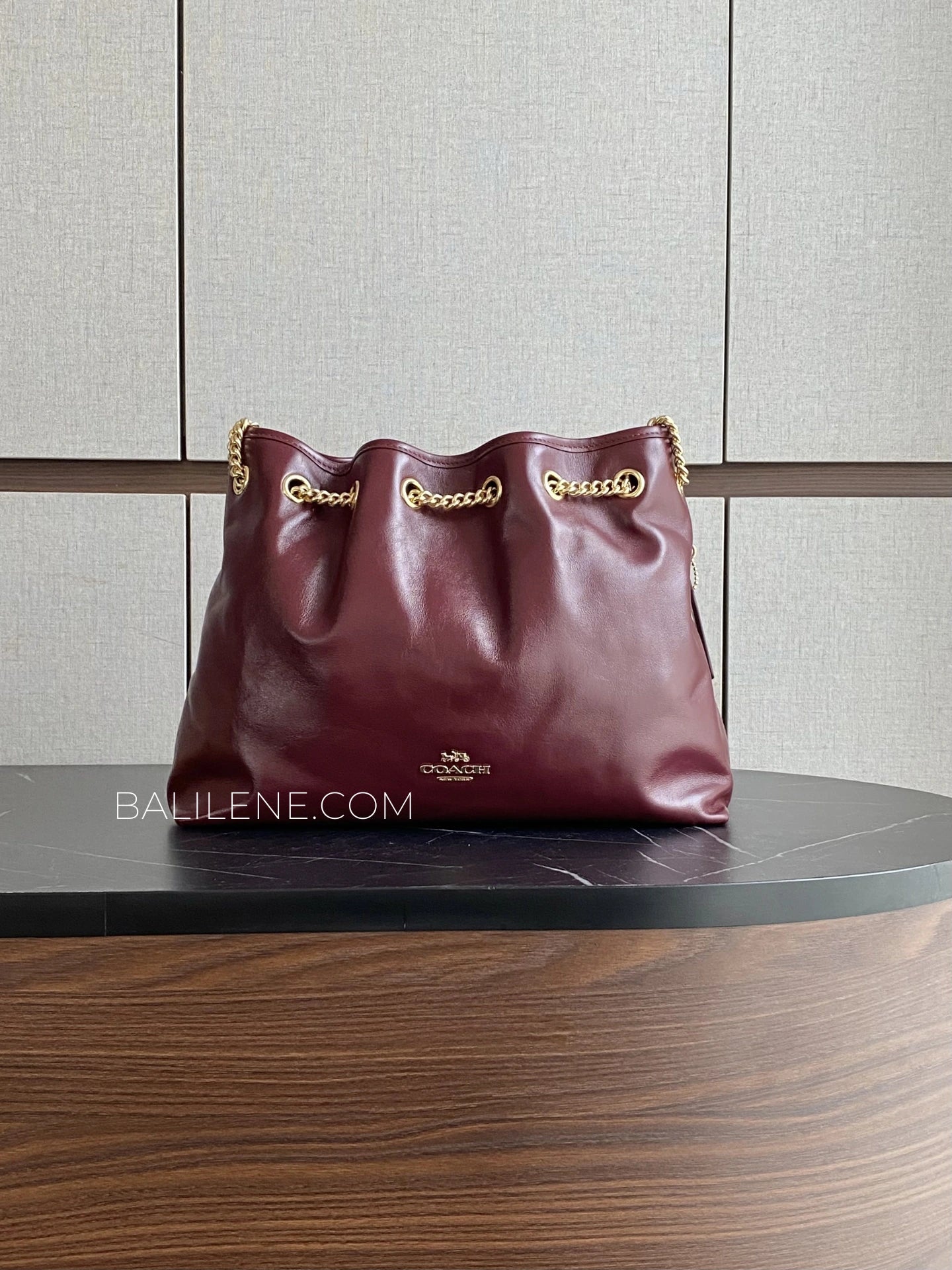 Coach-Evelyn-Shoulder-Bag-Dark-Wine-balilene