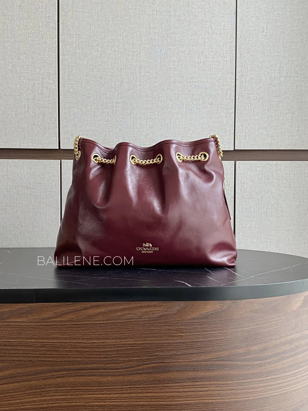 Coach-Evelyn-Shoulder-Bag-Dark-Wine-balilene