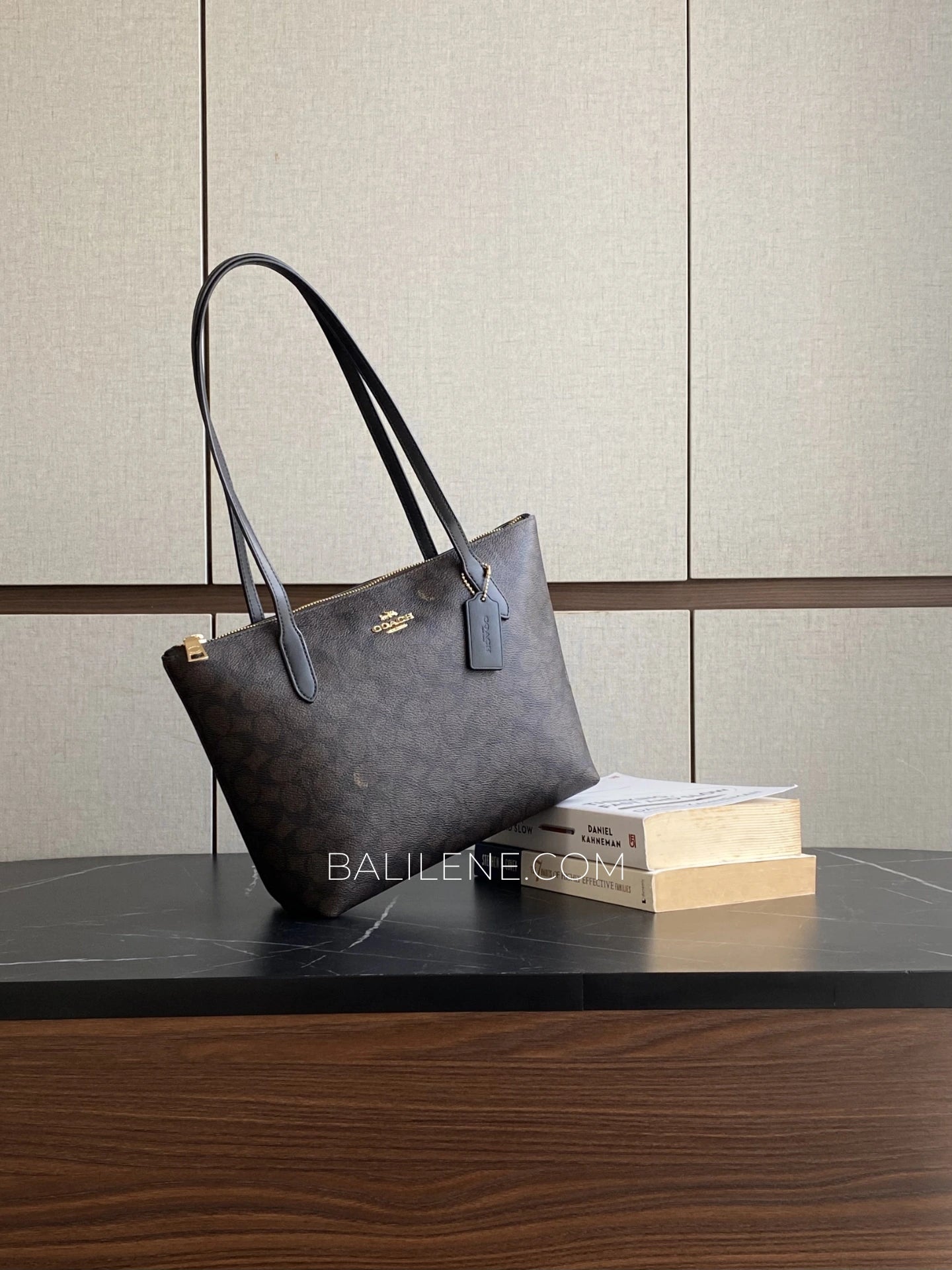 Coach-Fiona-Zip-Tote-Bag-In-Signature-Canvas-Walnut-Black-balilene