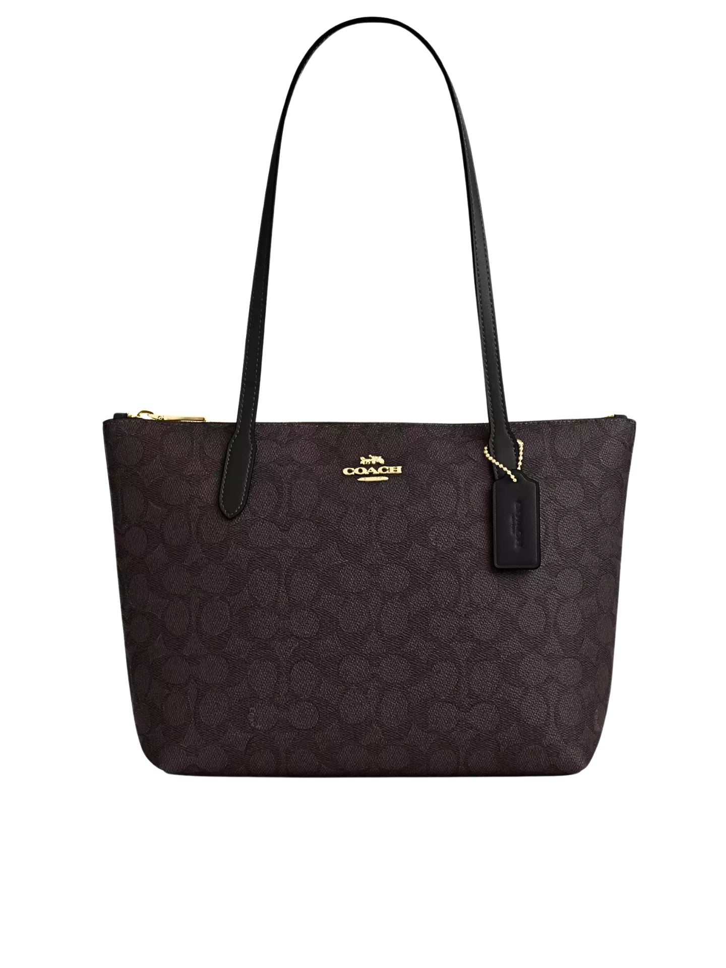 Coach-Fiona-Zip-Tote-Bag-In-Signature-Canvas-Walnut-Black