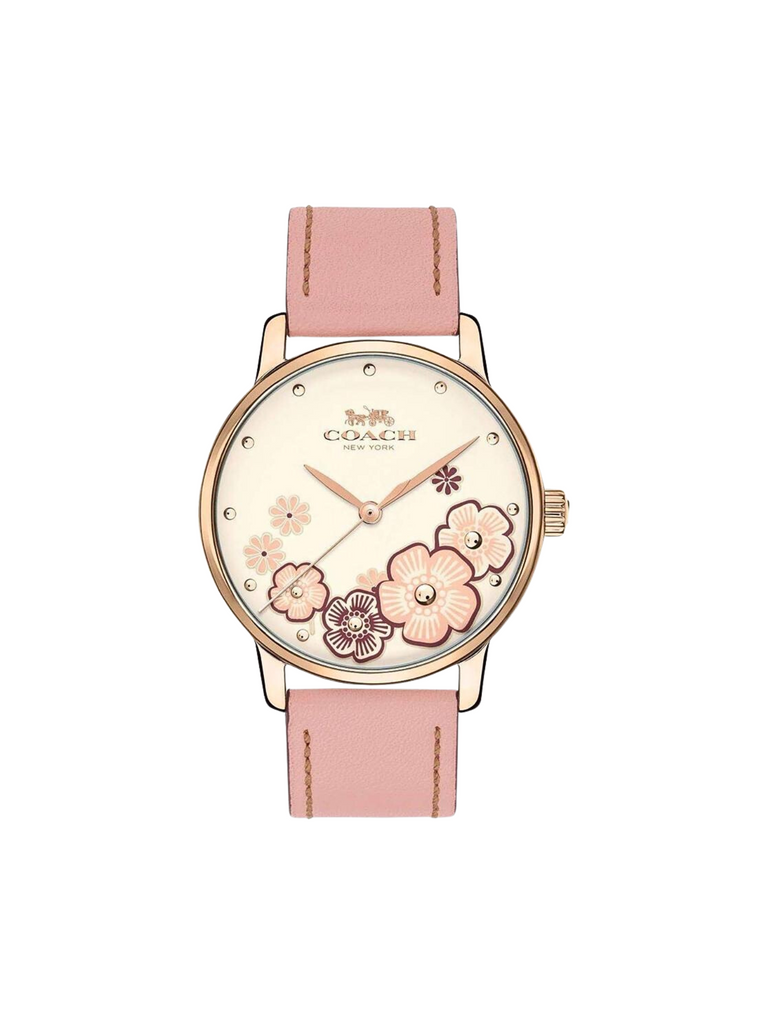 Coach-Grand-Ladies-White-Dial-Pink-Leather-Strap