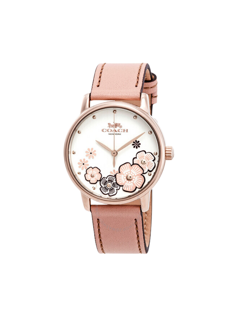 Coach-Grand-Ladies-White-Dial-Pink-Leather-Strap