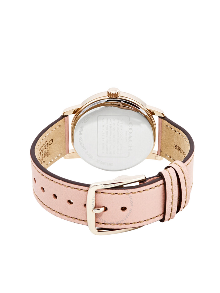 Coach-Grand-Ladies-White-Dial-Pink-Leather-Strap