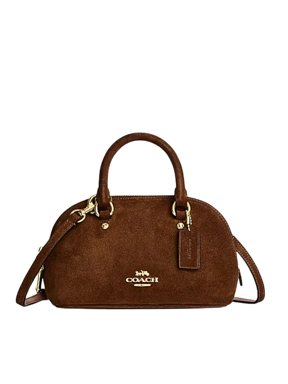 Coach-Lara-Suede-Mini-Satchel-Bag-Warm-Brown