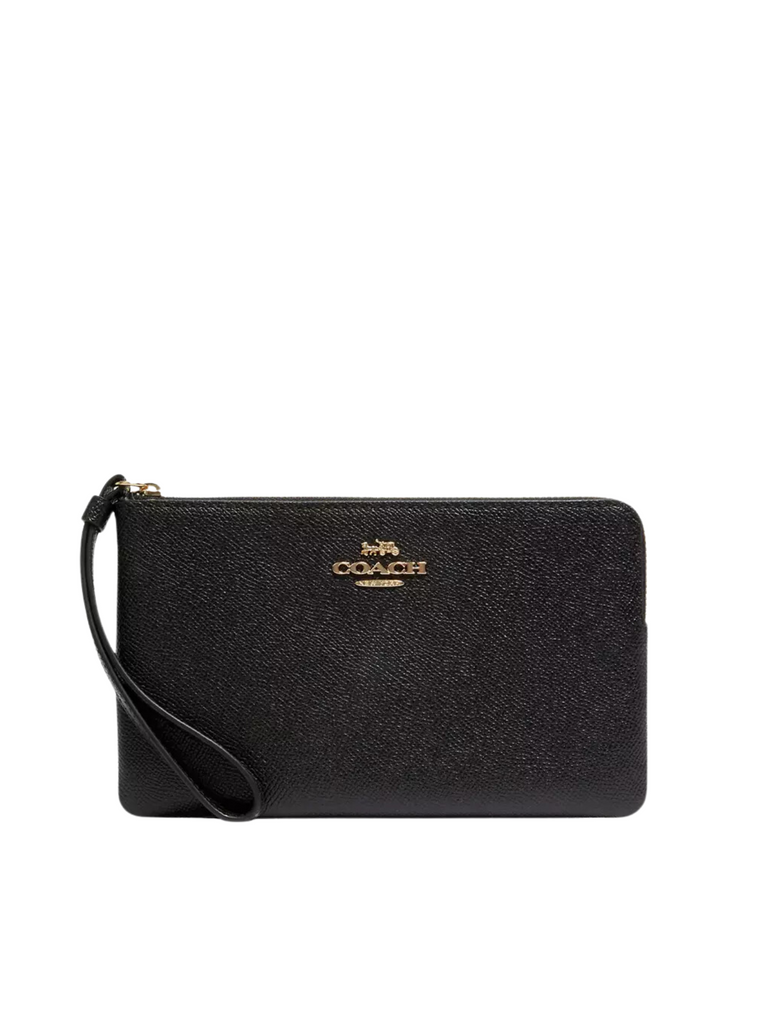 Coach-Large-Corner-Zip-Wristlet-Black