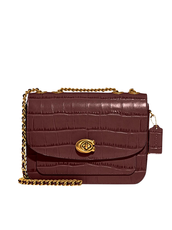 Coach-Madison-Croc-Embossed-Shoulder-Bag-Wine