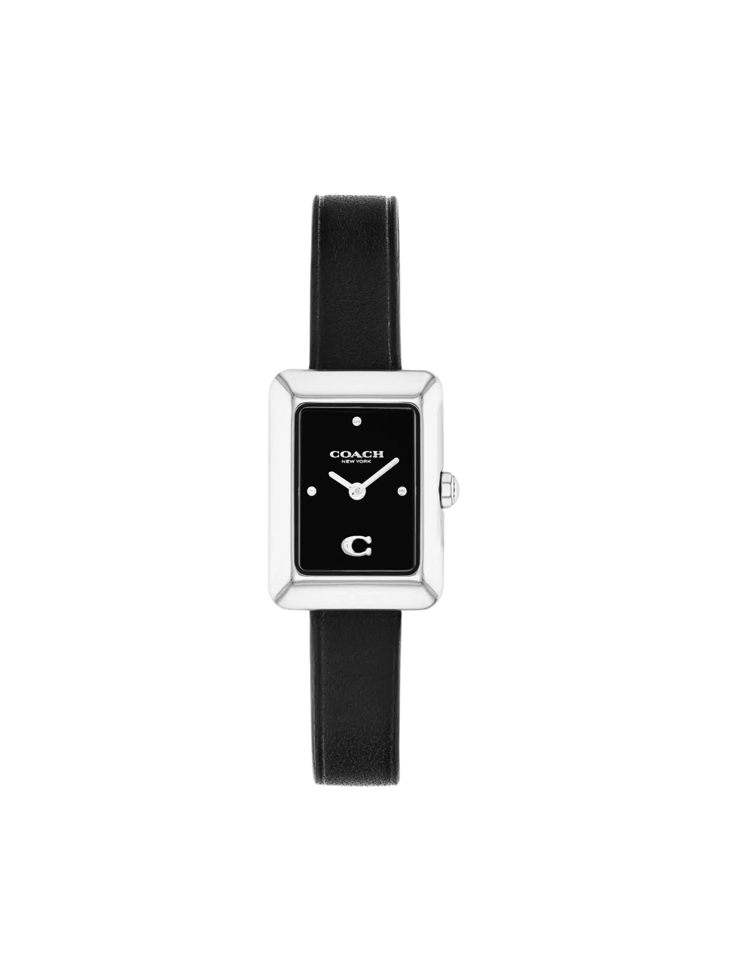 Coach-Mara-Case-Silver-Black-Leather-Strap-Watch