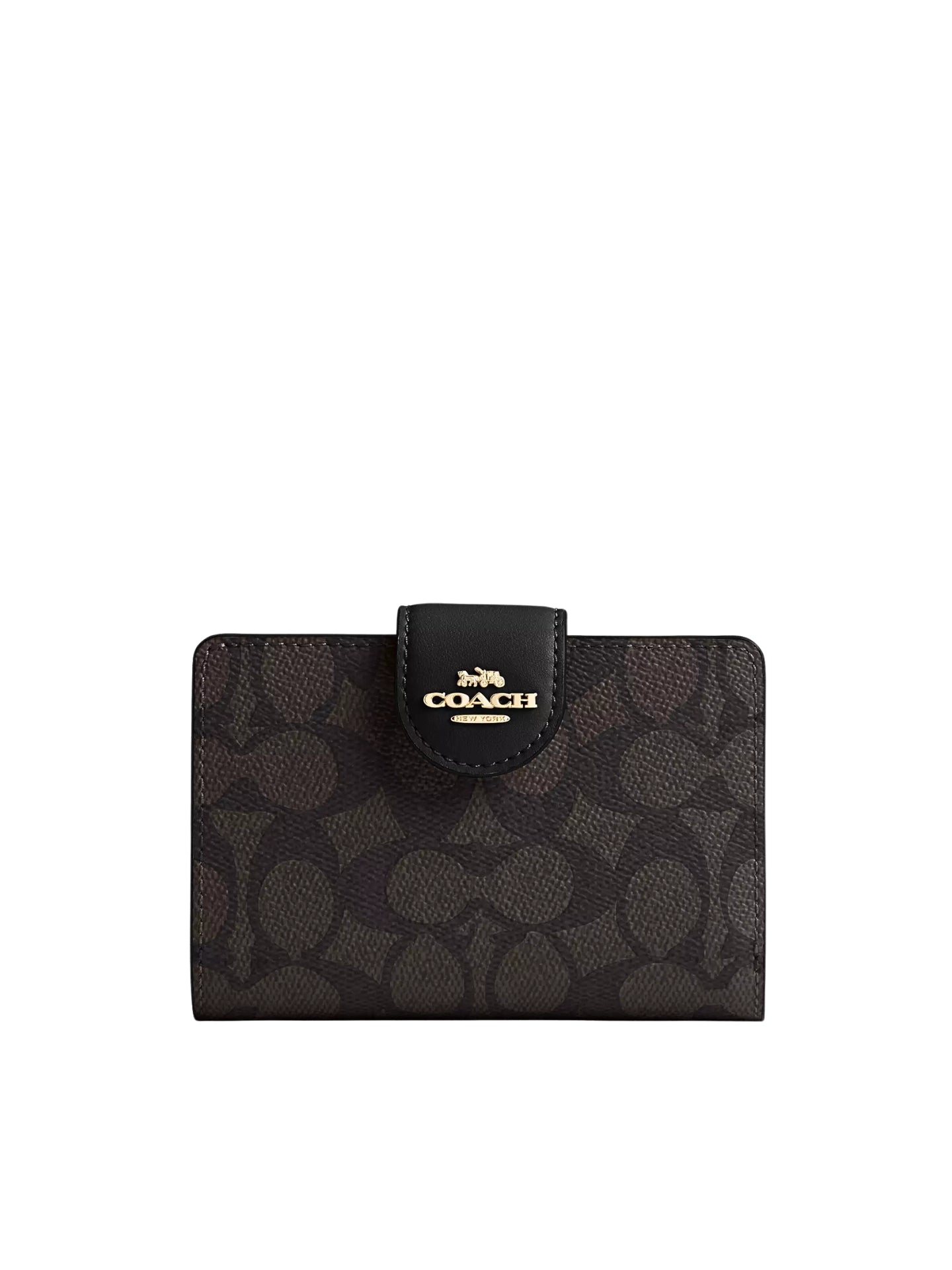 Coach-Medium-Corner-Zip-Wallet-In-Signature-Canvas-Walnut-Black