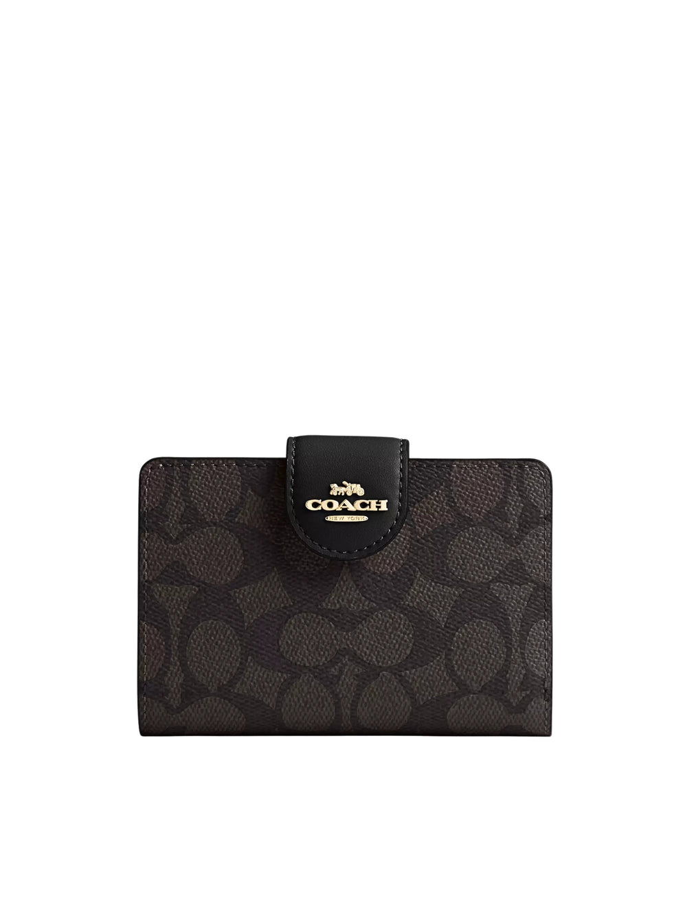 Coach-Medium-Corner-Zip-Wallet-In-Signature-Canvas-Walnut-Black