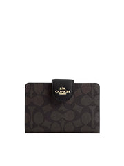 Coach-Medium-Corner-Zip-Wallet-In-Signature-Canvas-Walnut-Black