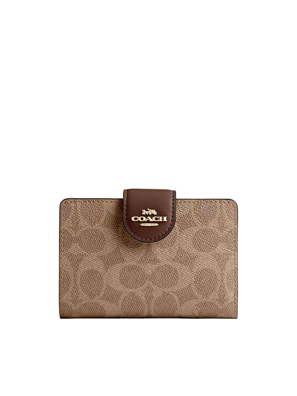 Coach-Medium-Corner-Zip-Wallet-In-Signature-Canvas-Tan-Brown