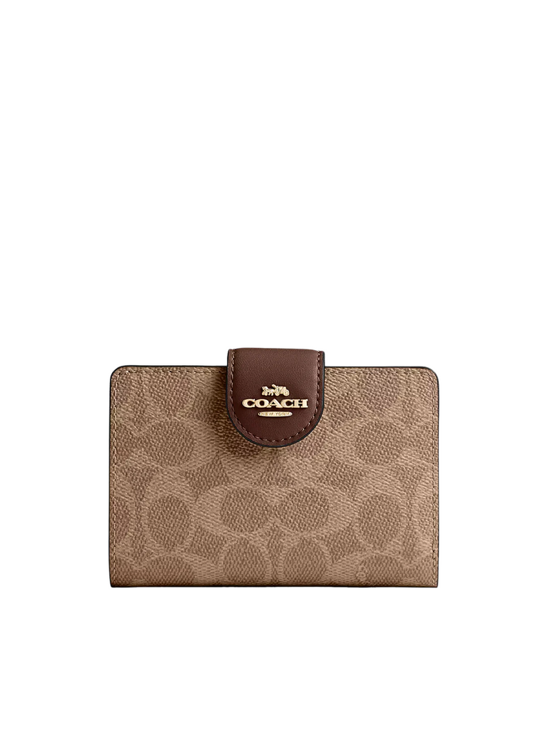 Coach-Medium-Corner-Zip-Wallet-In-Signature-Canvas-Tan-Brown
