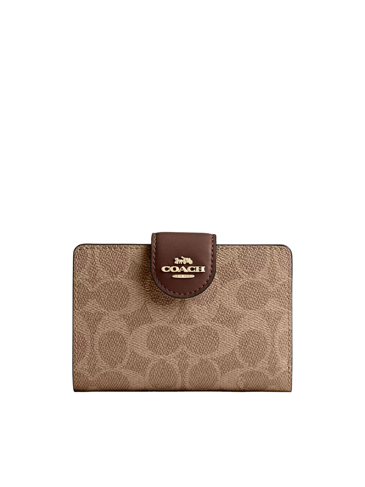 Coach-Medium-Corner-Zip-Wallet-In-Signature-Canvas-Tan-Brown