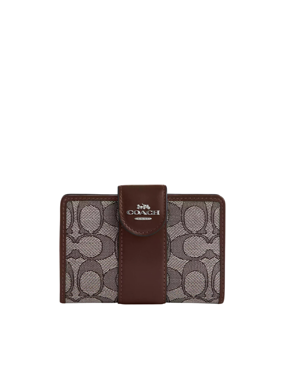 Coach Medium Corner Zip Wallet In Signature Jacquard Oak/Maple – Balilene