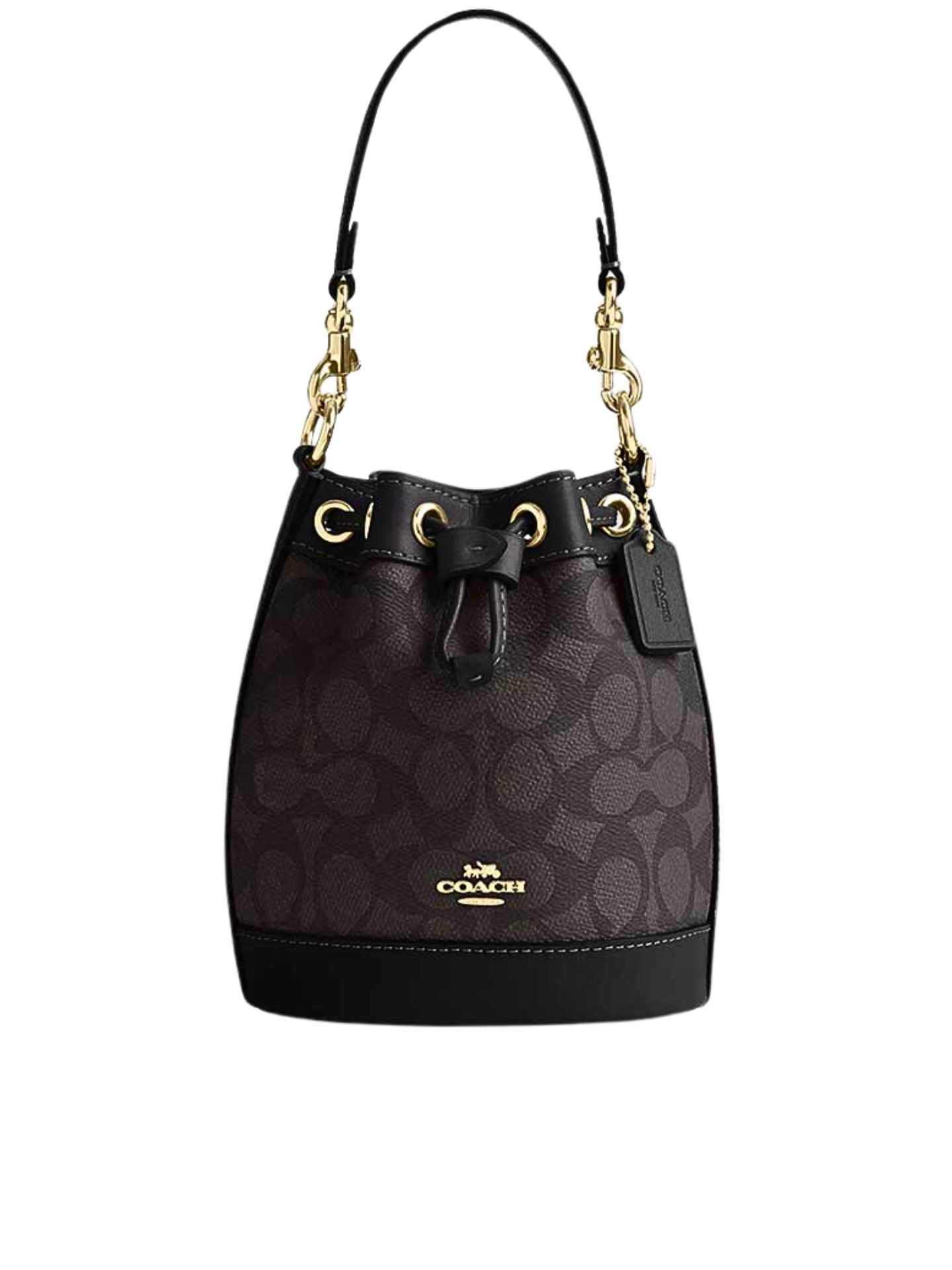 Coach-Mini-Bucket-Bag-In-Signature-Canvas-Walnut-Black