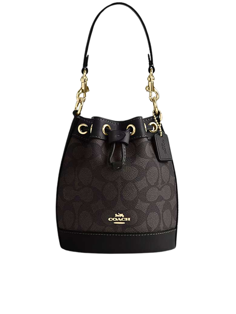 Coach-Mini-Bucket-Bag-In-Signature-Canvas-Walnut-Black