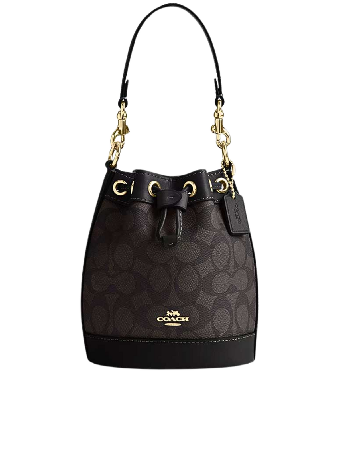 Coach-Mini-Bucket-Bag-In-Signature-Canvas-Walnut-Black