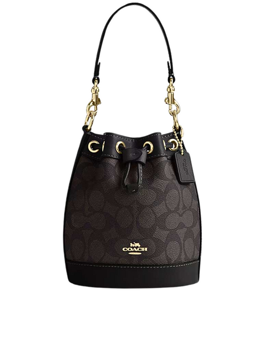 Coach-Mini-Bucket-Bag-In-Signature-Canvas-Walnut-Black