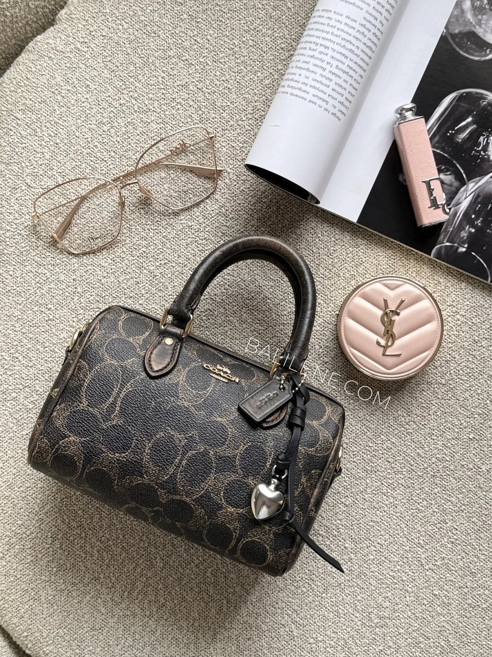 Coach-Mini-Rowan-Crossbody-Bag-In-Loved-Signature-Canvas-With-Charms-Brown-balilene