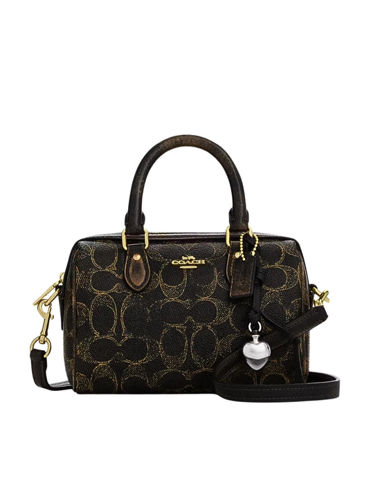 Coach-Mini-Rowan-Crossbody-Bag-In-Loved-Signature-Canvas-With-Charms-Brown