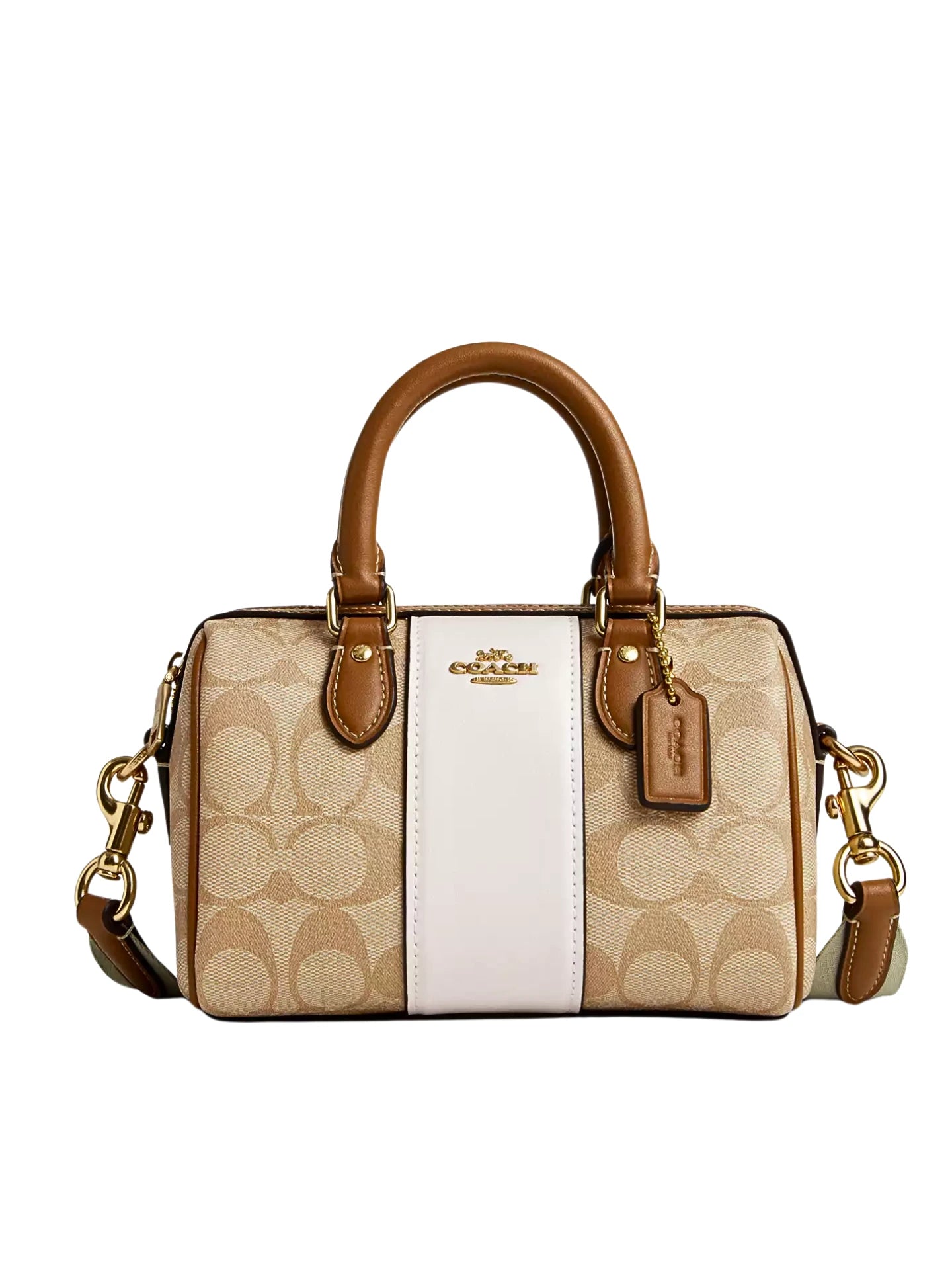 Coach-Mini-Rowan-Crossbody-In-Signature-Canvas-With-Stripe-Light-Khaki-Chalk-Saddle