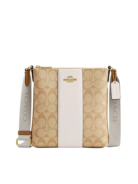 Coach-Mini-Rowan-File-Bag-In-Signature-Canvas-With-Stripe-Light-Khaki-Chalk-Saddle