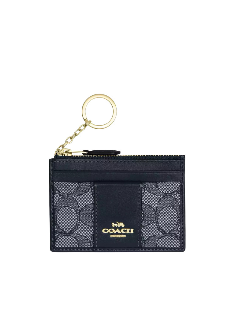 Coach Mini Skinny ID Wallet Signature Jacquard Midnight Navy Balilene